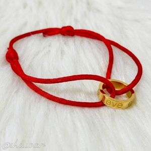 Screw Red Cord Gold Ring Bracelet